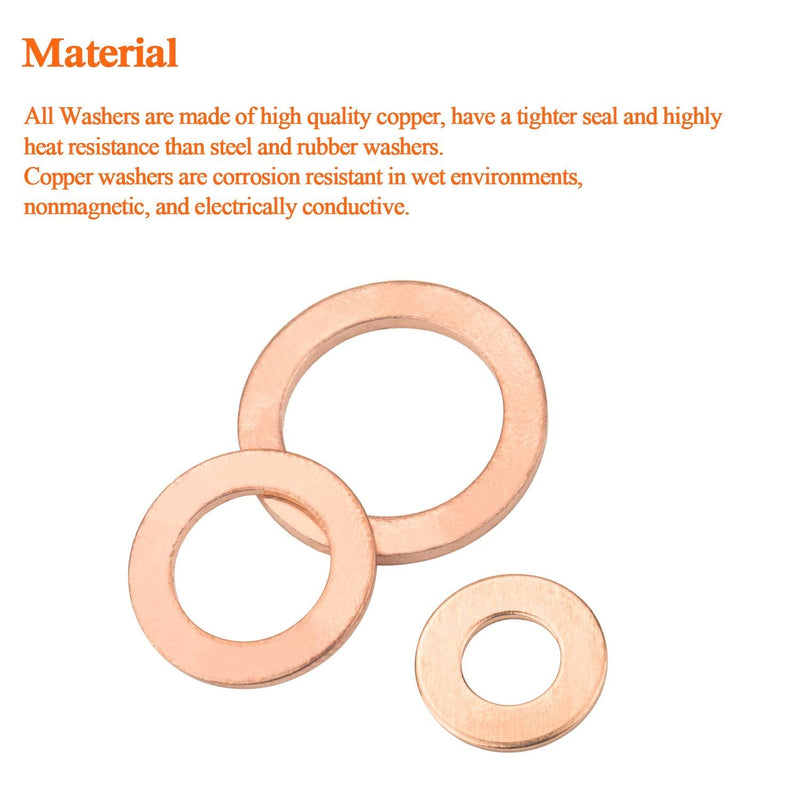 [Australia - AusPower] - M12 Flat Washer Copper Sealing Ring, 12mm ID 18mm OD 1.5mm Thickness Metric Sealing Gasket, 50 Pieces M12 