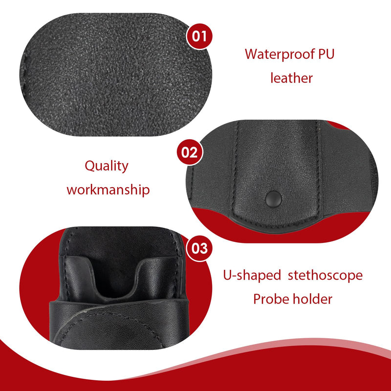 [Australia - AusPower] - 1PC PU Leather Stethoscope Holster, Stethoscope Holder – Stethoscope Accessories with Belt Clip, Durable Case for Doctors, Nurses, Med Students, Secure Fit, Ideal for Hospital, Clinic, Home Visits 