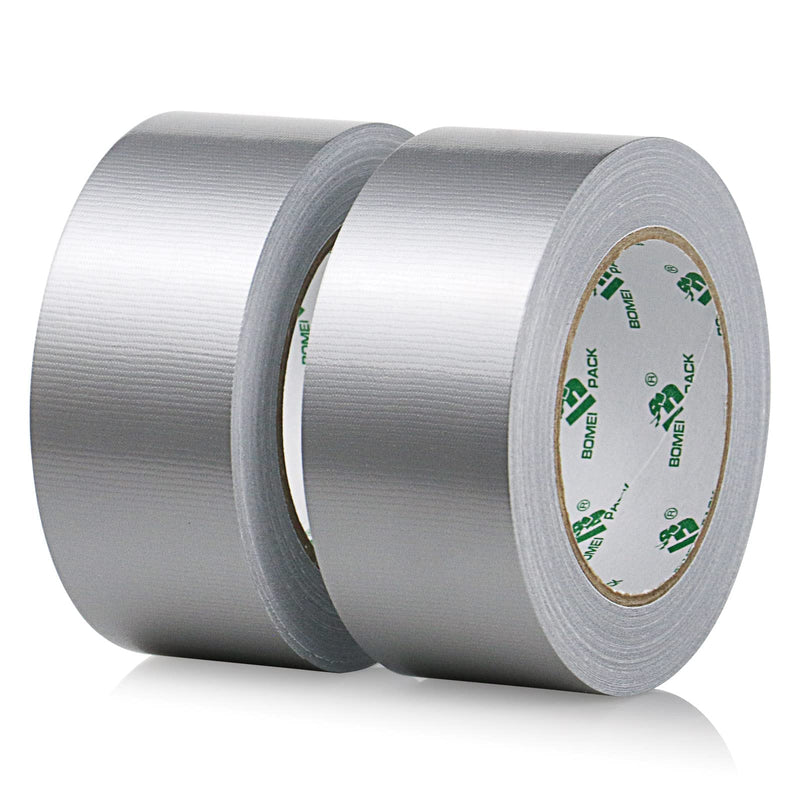 2 Pack Duct Tape Heavy Duty,9 Mil Thickness,2 Inches x 30 Yards,Strong Industrial Strength,Flexible,No Residue,Waterproof and Tear by Hand,Multi-Use for Indoor & Outdoor Repairs (Silver) Silver