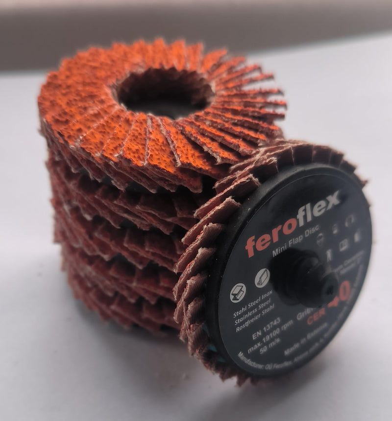 [Australia - AusPower] - Set of 20 Feroflex Mini Serrated Discs Professional Quality 2 Inch 50 mm, Grit 40, Premium Ceramic for Metal, Stainless Steel, Rust, Steel Slat Discs Sanding Disc (Grit 40, 20) + Disc Pad Holder 6 mm Grain 40 