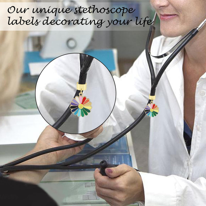 [Australia - AusPower] - 8Pcs Sun Flower Stethoscope Charms Personalized Daisy Flower Stethoscope Accessories Gift for Nurse Doctor Surgeons Veterinarians and Medical Assistant 