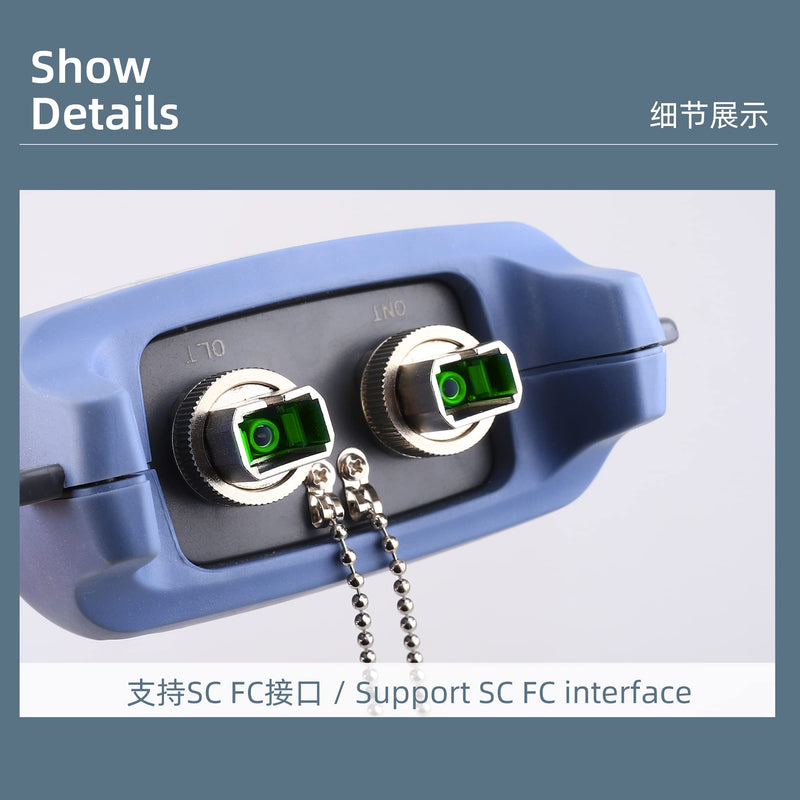 [Australia - AusPower] - Optical Fiber Cable PON Power Meter Tester Tool 1310 1490 1550nm FTTX ONT OLT Handheld PON OPM Network Detection Online Fiber Tester with FC SC APC Adapter Grey 
