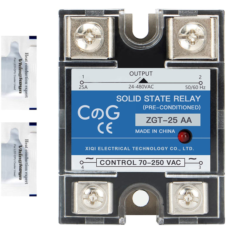 [Australia - AusPower] - Solid State Relay SSR-25AA AC to AC Input 70-250VAC to Output 24-480VAC 25A Single Phase Plastic Cover AC to AC 25A 