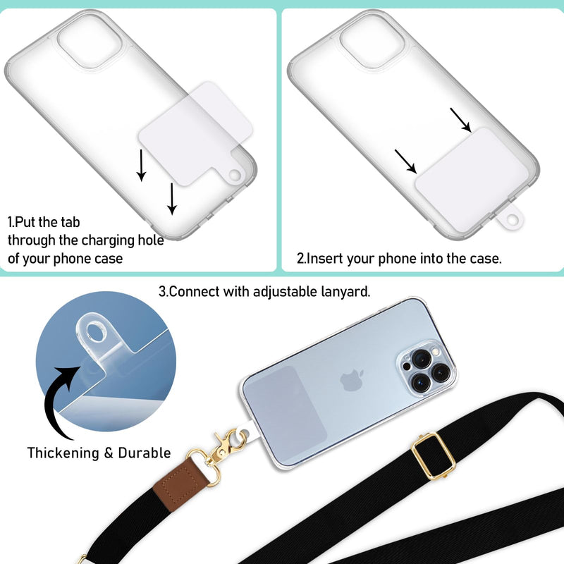 [Australia - AusPower] - Phone Lanyard Crossbody Wrist Strap, Black Cell Phone Lanyards for Around The Neck Wristlet Shoulder, Adjustable Cute Phone Strap for Car Keys Keychain Wallet Phone Case ID Badge Solid Black 