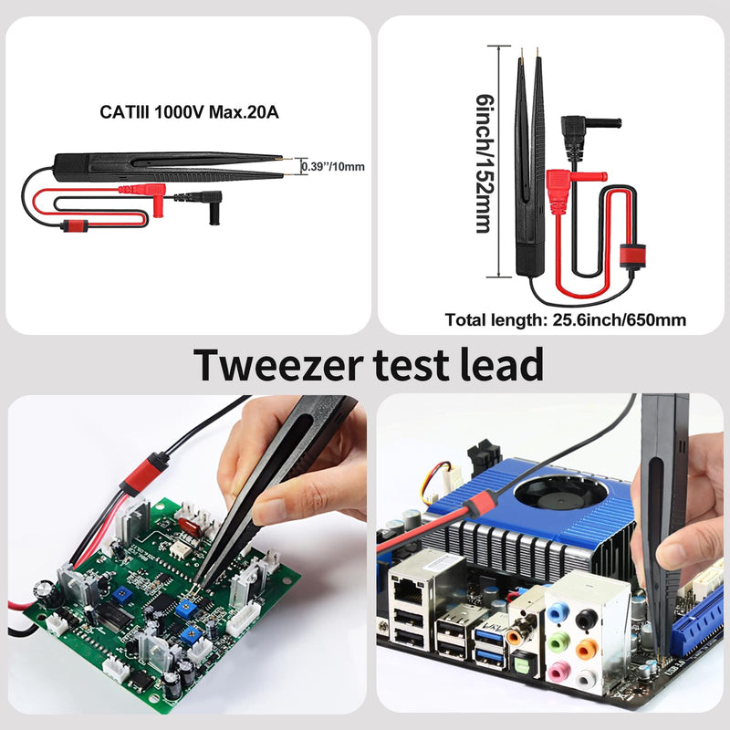 [Australia - AusPower] - Electrical Multimeter Test Lead Kit with Soft Case Test Hook for Digital Electrical Testing Multimeter Voltmeter | 2PCS Non-Destructive Back Probes 