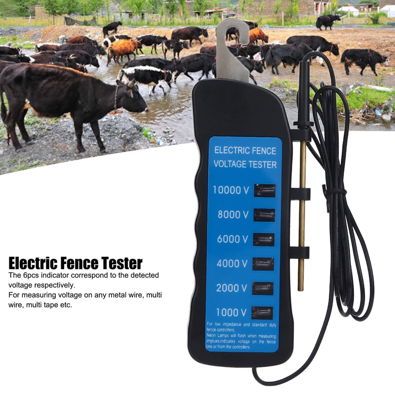 [Australia - AusPower] - Uadme Pasture Fence Tester, Long Term Use, Voltage Tester, Current Meter, Electric Fence, Troubleshooter, Voltmeter, 1000-10000 V with 6 Lamps, for Agricultural Livestock Equipment 