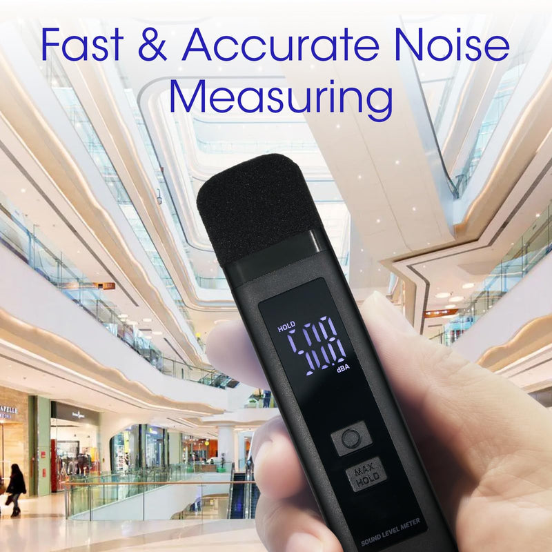 [Australia - AusPower] - Digital Decibel Meter Sound Level Meter with LCD Display Decibel/MAX/Data Hold and Battery Indicator, 30~130dBA Pocket SPL Meter Sound Noise Monitor Rechargeable for Noisy Neighbors Factory Home 