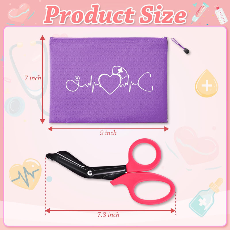 [Australia - AusPower] - 10 Pack Nurse Tools Set, Purple Nurse Accessories for Work with 1 Trauma Bandage Shear, 2 LED Pen Lights, 3 Pens(Marker, Ballpoint, Highlighter), 1 Flashlight, 1 Badge, 1 Keychain and Packaging Bag 