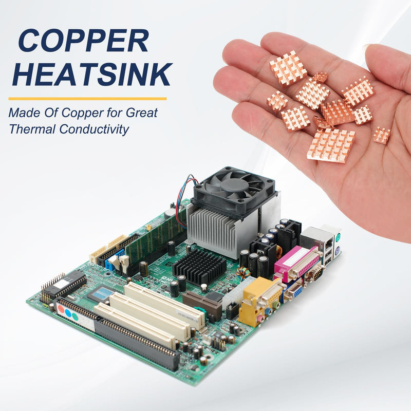 PATIKIL Copper Heatsink 12x12x3mm 8pcs Heatsink for Raspberry Pi Chip CPU Power Transistor FET IC Power Amplifier | Heatsink Cooler Radiator Compatible with Raspberry Pi for Chip CPU Power Transistor FET IC Power Amplifier