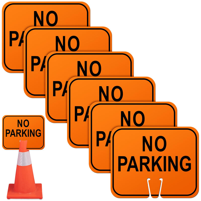 Geetery 6 Pcs Traffic No Parking Signs 12.6 x 10.4 Inch Orange Detour Signs Cone Top Traffic Road Warning Directional for Barricade Outdoor Construction
