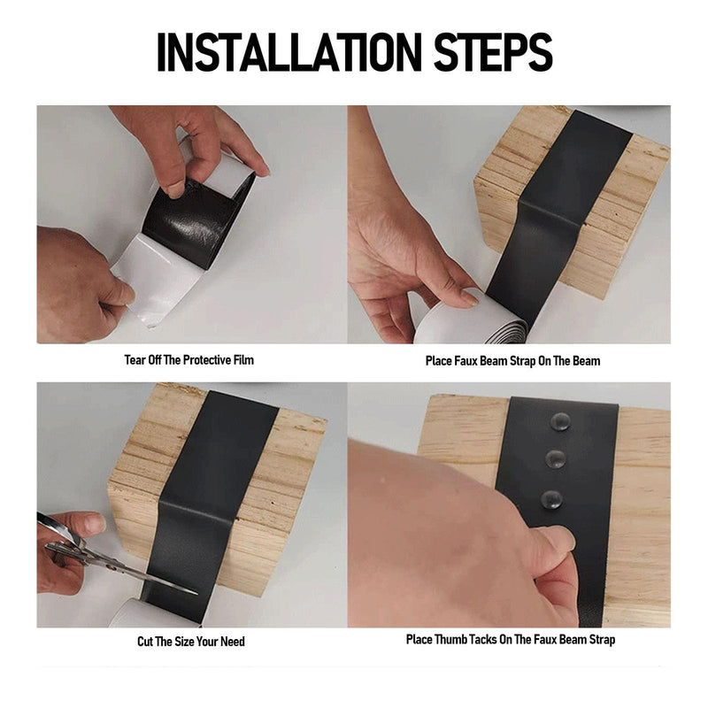 5 Feet Faux Wood Beam Strap, Ceiling Decorative Tape PVC Leather Flexible 100 Nails Self Adhesive Design, Wood Repair Tape for Ceilings Shutters Mantels (2.36inch) 2.36inch