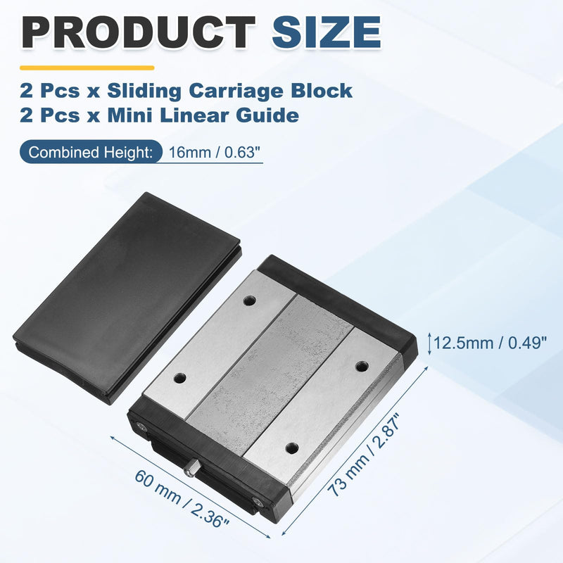 [Australia - AusPower] - uxcell 2pcs MGW15H Linear Bearing Sliding Carriage Block with Mini Guide for 42mm Linear Motion Slide Rail Guide, 3D Printer, CNC Machine 