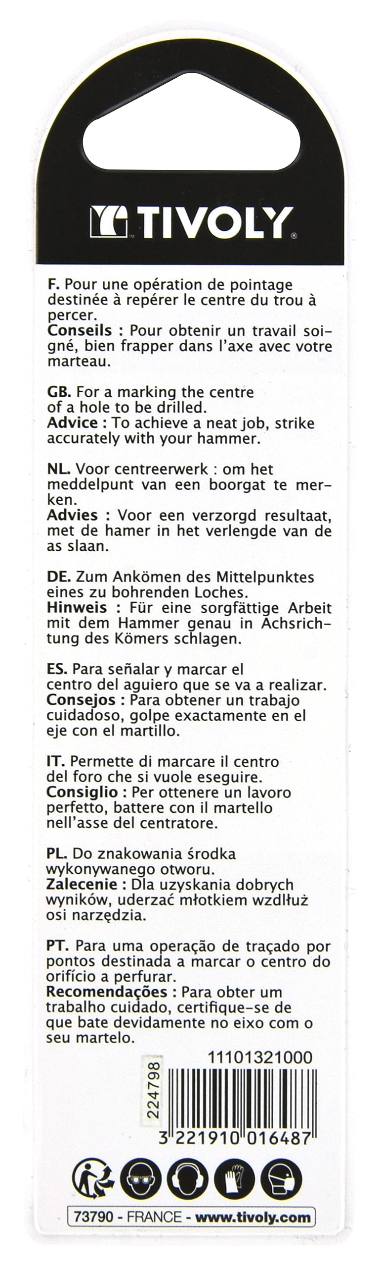 [Australia - AusPower] - Tivoly 11101321000 Hand Tools Knurled Punch Diameter 10 mm 