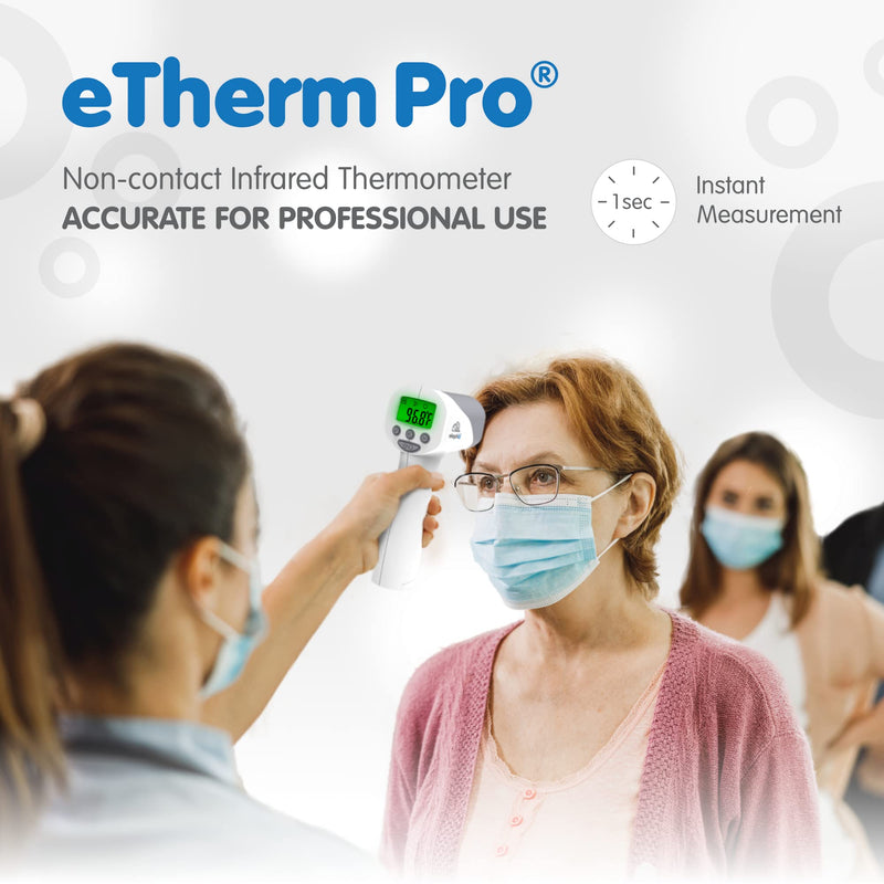 [Australia - AusPower] - Elepho eTherm Pro Medical Quality Non-Contact IR Forehead Thermometer for Family or Office Use. Instant Body, Object, or Liquid Readings. Large LCD Display. 32 Memory Readings 