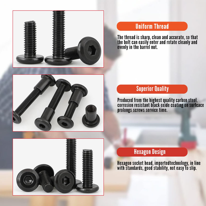 [Australia - AusPower] - MroMax M6 Binding Screws, M6 x 20mm Carbon Steel Binding Screws and Rivet Socket Cap Connecting for Binding Baby Bed Furniture, DIY Leather, Scrapbook and Photo Albums 10Pcs 