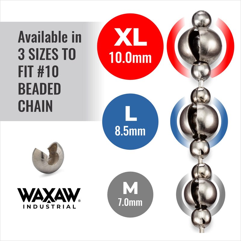 [Australia - AusPower] - Bead Chain Stop10.0mm (12 Pack) Extra Large for #10 Beaded Ball Chain USA Made by WAXAW X-LARGE 10.0mm 