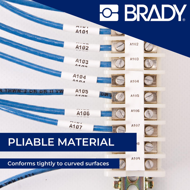 Brady Authentic (M21-187-C-342) PermaSleeve Heat Shrink Tubing for Control and Electrical Panels, Wire Harness, Black on White-For M210, M210-LAB, M211, BMP21-PLUS and BMP21-LAB Printers, .335" W 7' L .335"