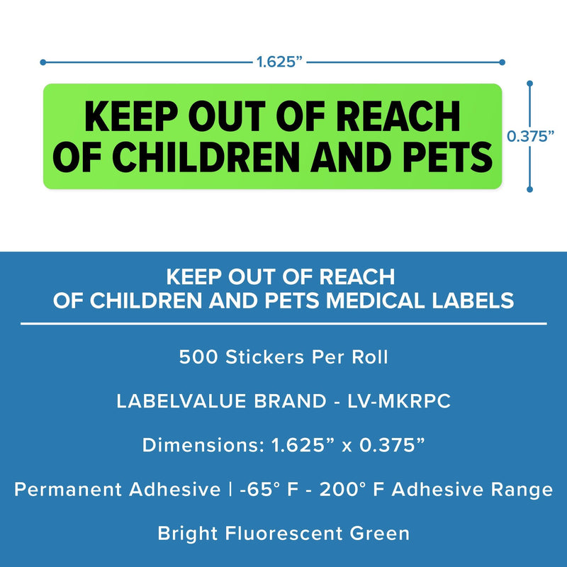 Keep Out of Reach of Children and Pets Medical Labels