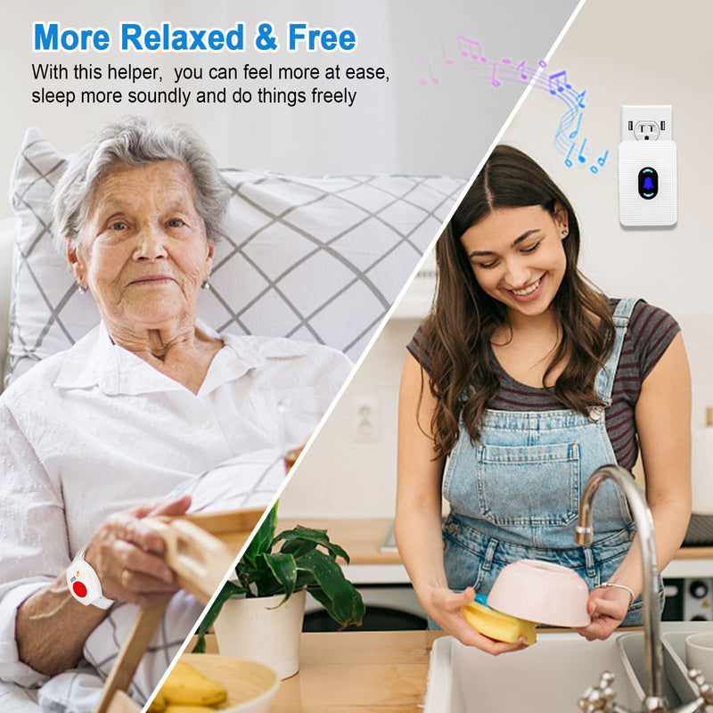 [Australia - AusPower] - Daytech Wireless Caregiver Pager Call Button Elderly Nurse Alert System for Elderly Monitoring/Seniors with 2 SOS Call Panic Buttons & 2 Watch Pagers, 500+Feet 3 Receivers 2 watches+2 call buttons+3 receivers 