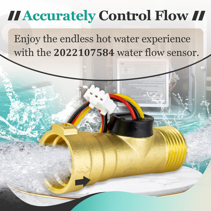 [Australia - AusPower] - Water Flow Sensor for Girard GSWH-2 Tankless Water Heater – Replacement Part #2022107584 (2GWH-24) 1-Pack Upgrade 