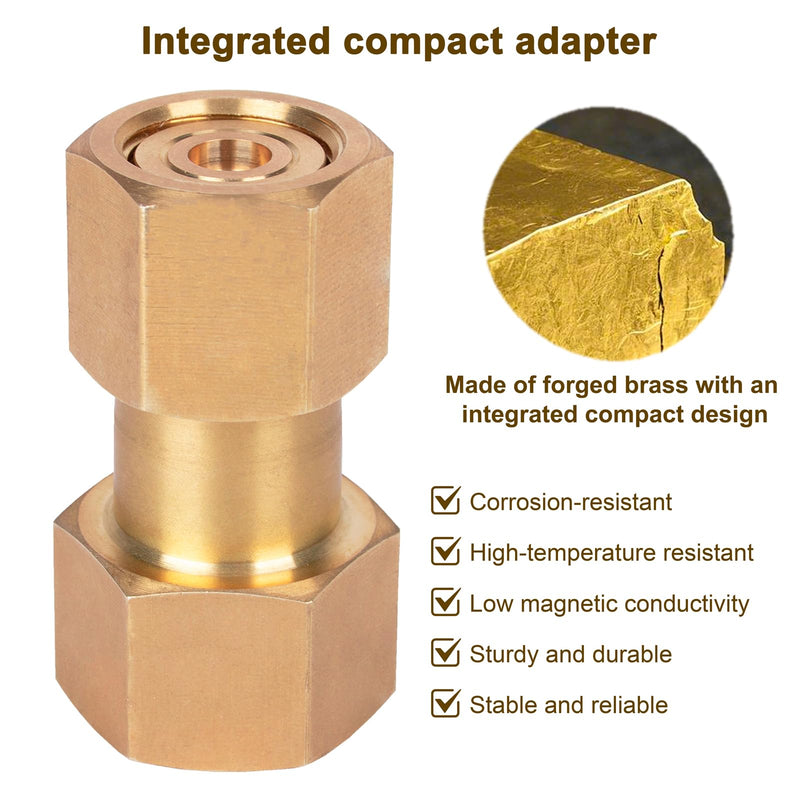CGA-320 to CGA-580 Adapter, Carbon Dioxide Bottom to Argon Nitrogen Regulator Flowmeter Thread Converter, CO2 to Argon Tank Adaptor Connect Fittings for Welding Gas Regulator Flow Meter Brass
