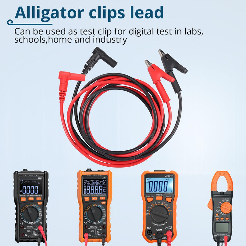[Australia - AusPower] - 1 Pair Banana Plug to Alligator Clip Test Lead Cable,100cm/3.28ft,15A Rated Current,1000V Max Voltage,Electronic Test Lead for Multimeter Electrical Testing 