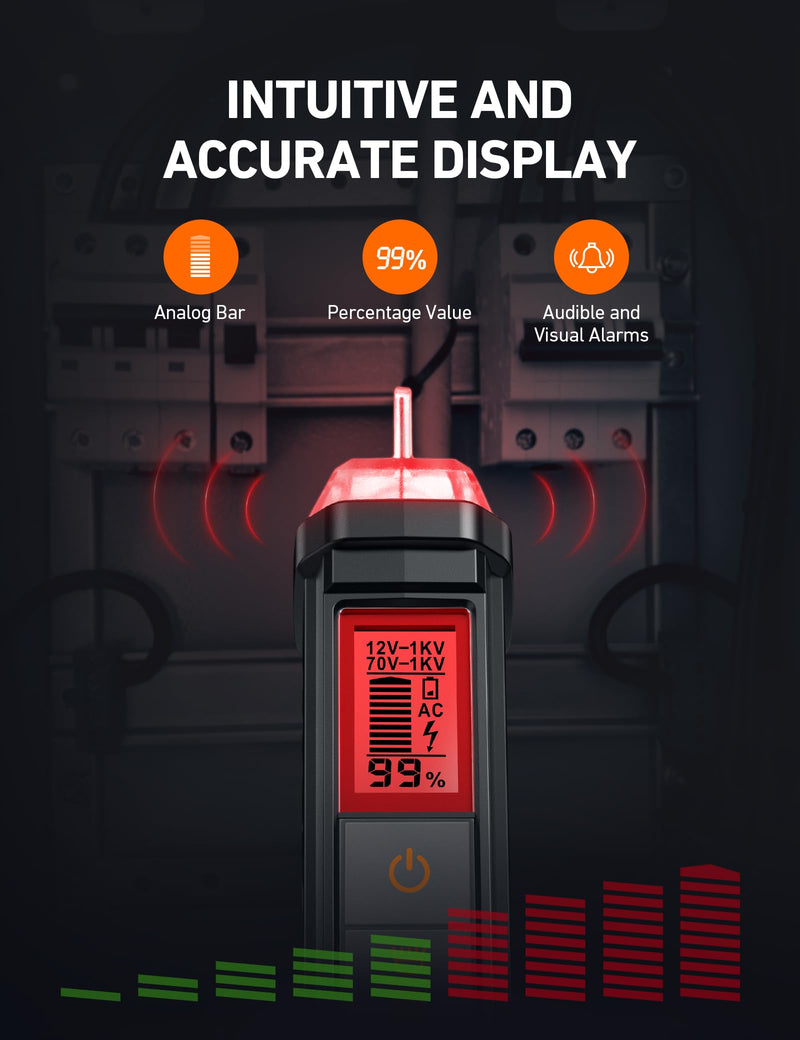 [Australia - AusPower] - Voltage Tester with Screwdriver Non-Contact Dual Range AC 12V/70V-1000V and Multimeter Tester 6000 Counts 