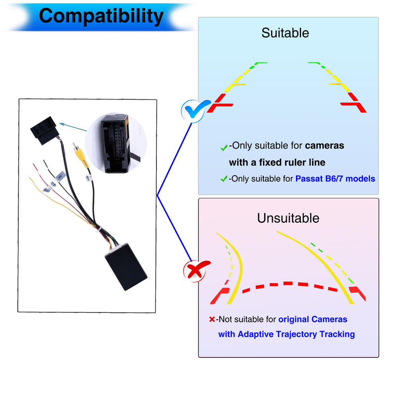 SCUMAXCON RGB Backup Camera Adapter RGB to AV Cable YX2216 for Passat RCD510/RNS510/315 Upgrade to RCD360 Radio