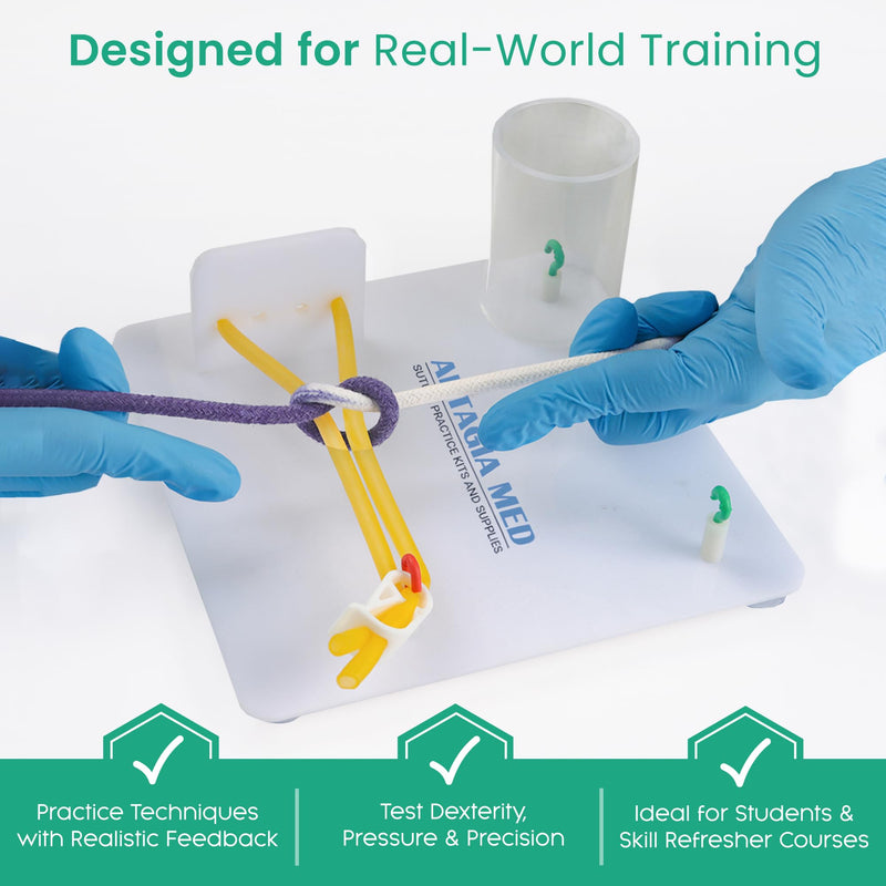[Australia - AusPower] - Suture Practice Kit and Surgical Knot Tying Board, Complete Medical Training Set with Silicone Pad, Suturing Tools, Knot Board with Durable Rope, and Quick Tie Tool, Ideal for Medical Students Board & Suture Kit 