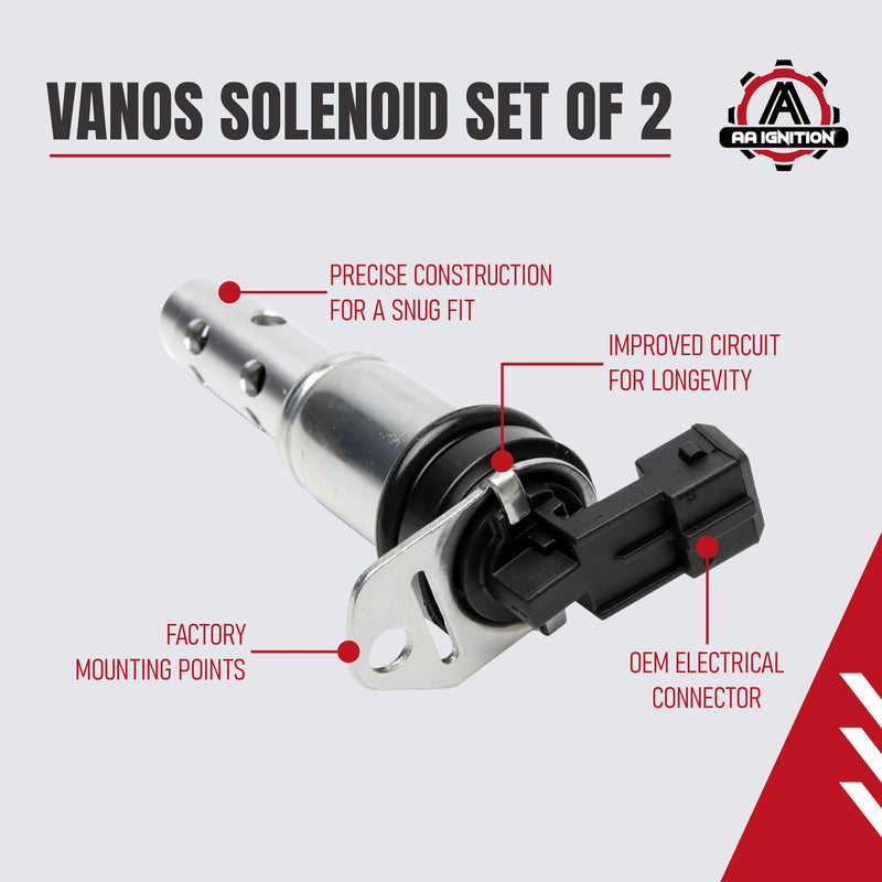 Engine Variable Timing Oil Control Valve Vanos Solenoid 2 Pcs - Compatible with BMW 128i, 135i, 325i, 328i, 330i, 335i, 335is, 525i, 528i, 530i, 535i, X3, X5-11367585425, 11367516293, 917-241