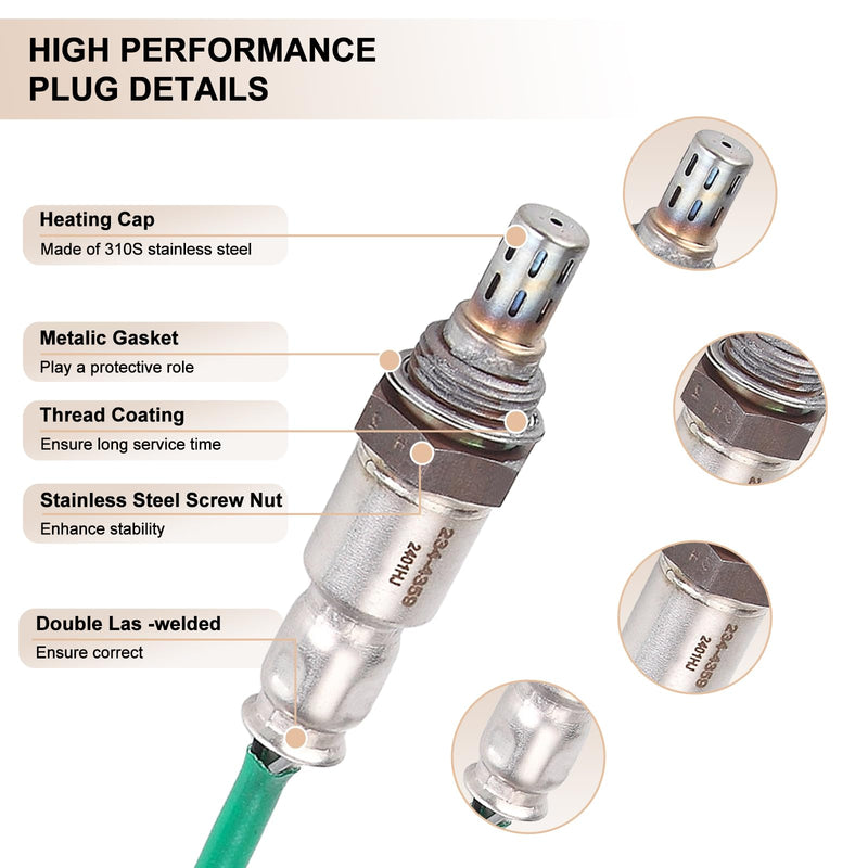 [Australia - AusPower] - Oxygen O2 Sensor Upstream Downstream Replacement for 2007 2008 2009 Honda CRV 2.4L L4 Replaces# 234-9062 234-4359 Set of 2 