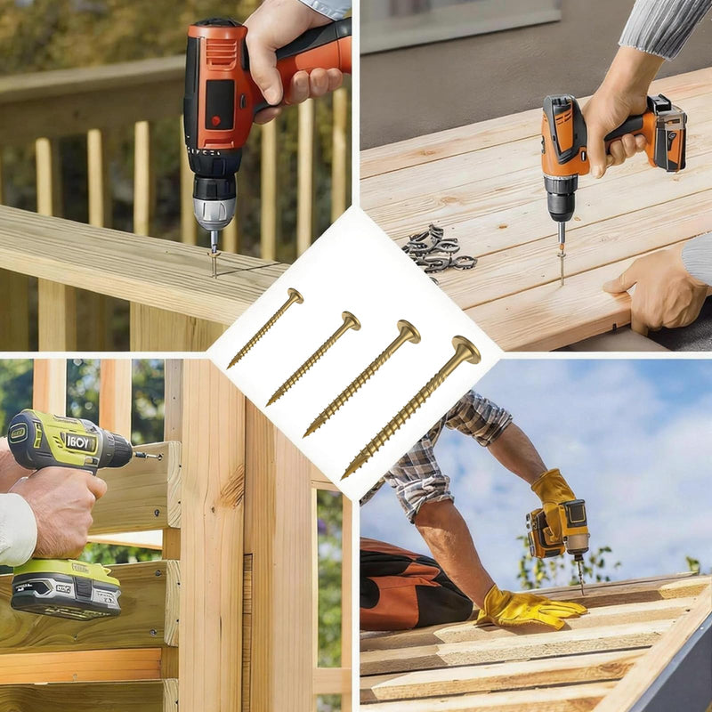 #14×8Inch Heavy Duty Outdoor Wood Screws Carbon Steel Rustproof Deck Screws 30 Pcs Epoxy Structural Screws With T30 Drill Bit, No Pre-Drilling Required, for Woodworking Construction Projects #14×8in