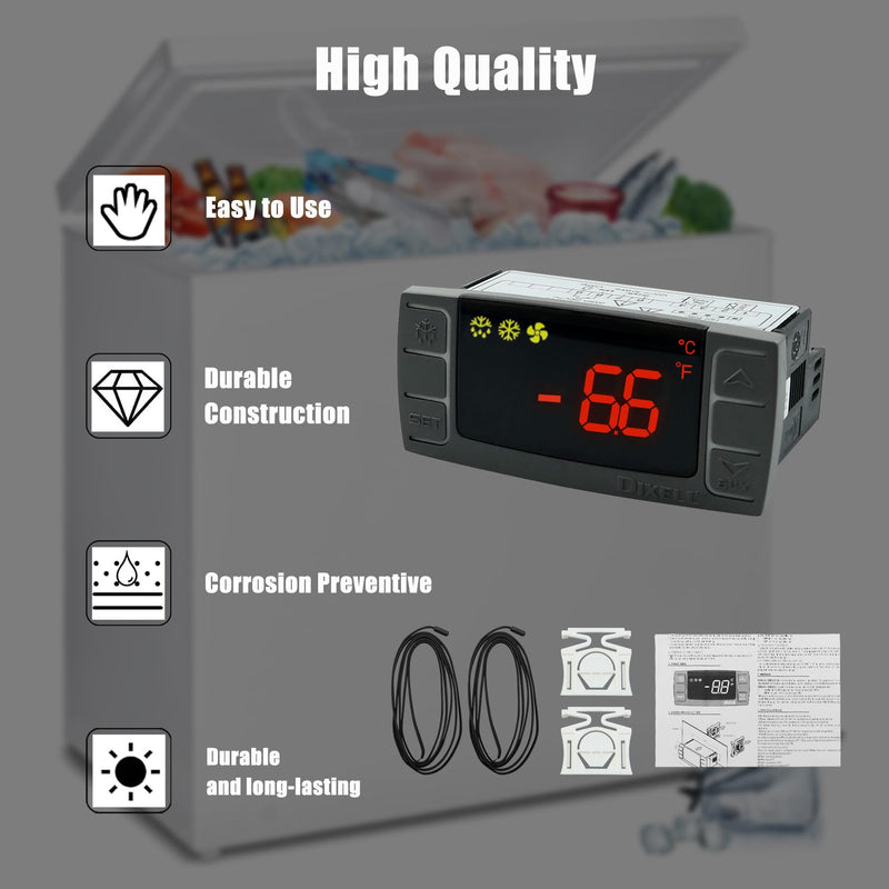 [Australia - AusPower] - XR02CX-4N1F1 Dixell Temperature Controllers Refrigerator Digital Thermostat Controller for Fridges Freezers Heating Appliances 120V/50-60Hz with 1 NTC Probe 
