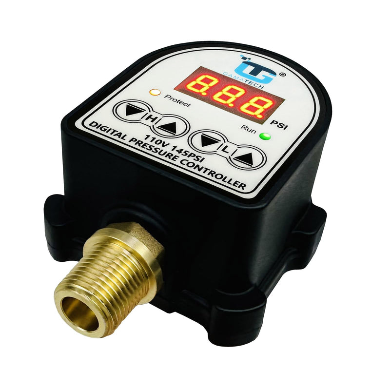 GamaTech 110V 145PSI Digital Adjustable Pressure Switch Controller for Water Pump and Air Pump, 1/2" Male NPT