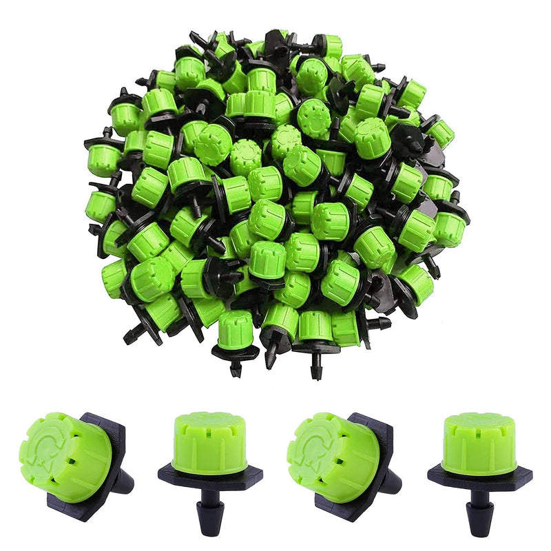 BEADNOVA Drip Emitter 150 Pcs 360 Degree Drip Line Emitter Adjustable Dripper Emitters for Drip Line 1/4 Inch Irrigation Tube Watering System Gardening (Green) 150pcs