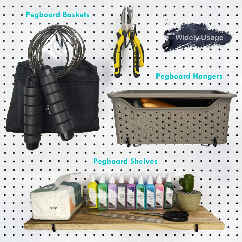 [Australia - AusPower] - Pegboard Shelf Hooks, 8PACK 6" Metal Utility Hook Set, 1/4 inch Peg Board Organizer Accessories, Shelves and Baskets Brackets, Display and Storage Rack for Garage Workbench Art Craft Room Office 6 Inch Black 