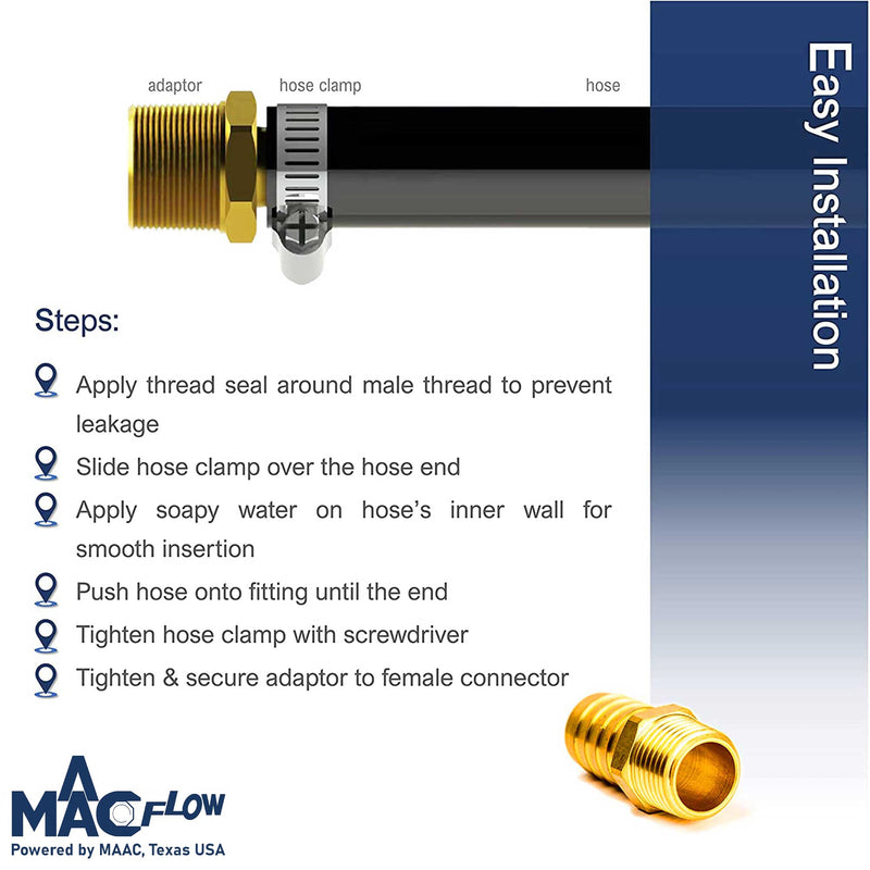 [Australia - AusPower] - Brass 3/8" Male NPT to 5/16" Hose ID Barb Barbed Hose Fitting Adaptor Connector (Pack of 4) 5/16" Barb x 3/8" Male NPT Pack of 4 