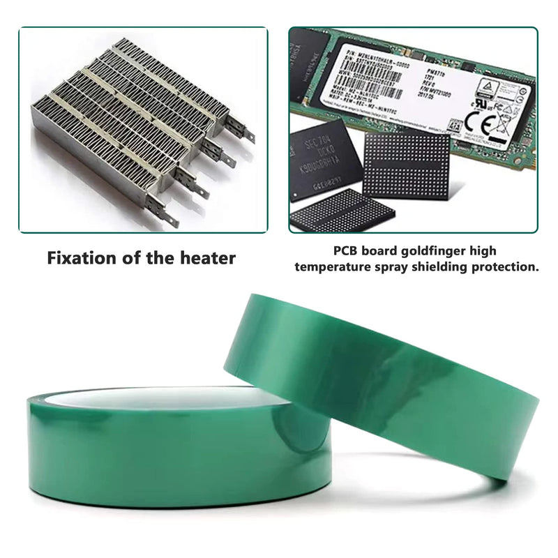 [Australia - AusPower] - Viaky 3 Rolls High Temperature Tapes-108ft*20mm Heat Heat Resistant Sublimation Polyimide Film Self Adhesive Transfer Protective Tape for Electronic Task (Green) Green 