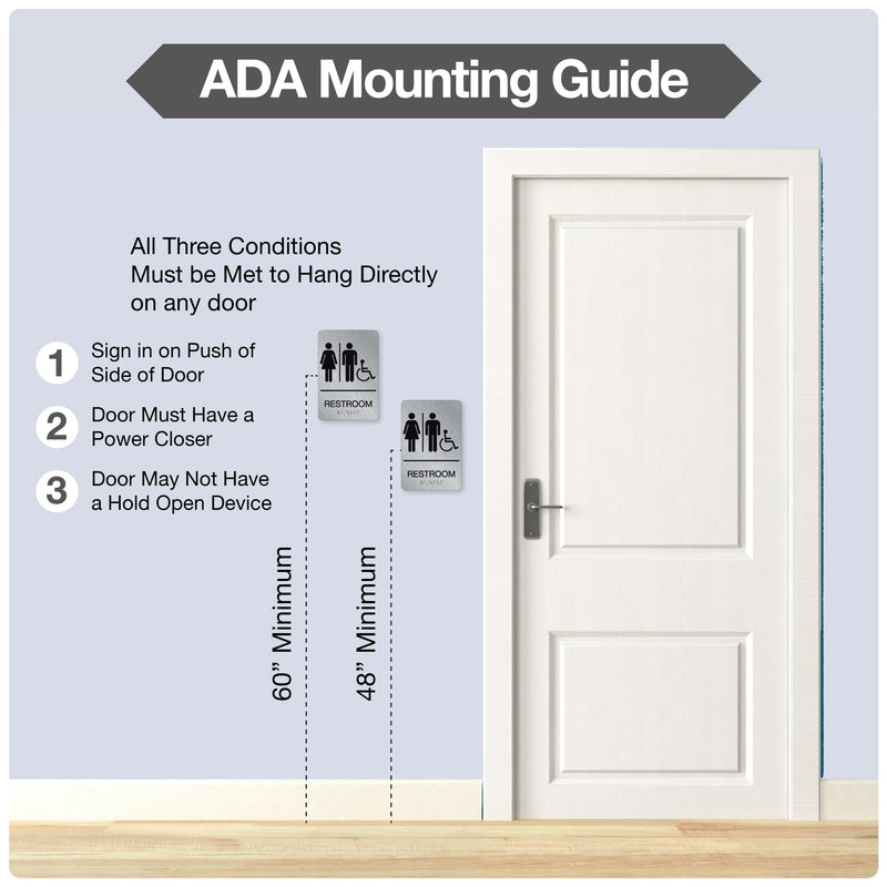 ADA Braille Unisex Handicap Restroom Signs for Business with Double Sided 3M Tape (Pack of 4) - Aluminum Handicap Unisex Bathroom Sign 9” x 6” for Offices and Restaurants Unisex Handicap Aluminum Pack of 4