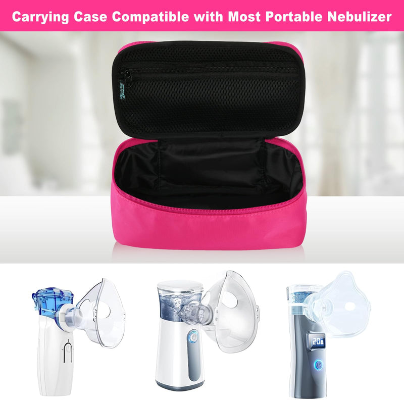 Beautyflier Travel Carrying Case for Portable Nebulizer, Inhaler Spacer for Kids and Adults, Inhaler Holder Asthma Carrying Bag with Mesh Pocket for Medicine and Other Essentials, Pink (Case Only) Hot Pink