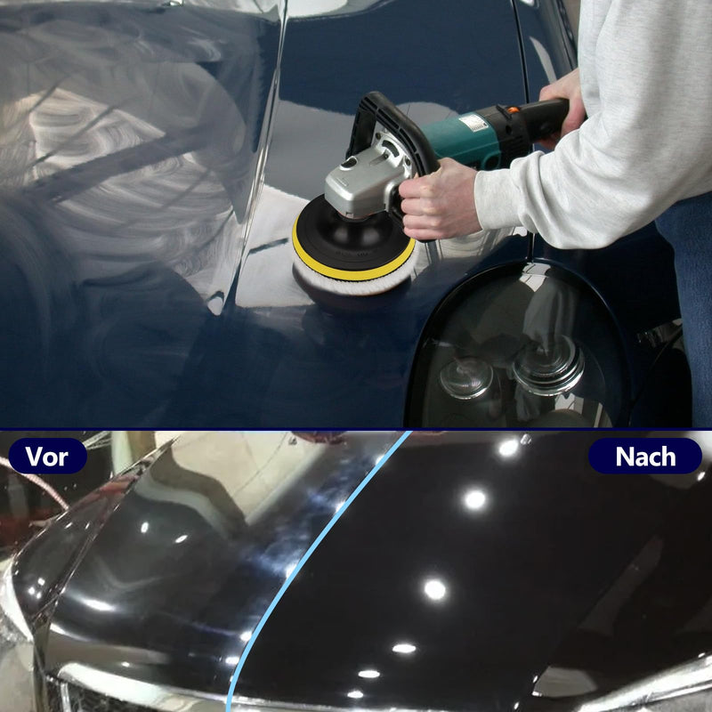 Polishing Attachment Angle Grinder Polishing Hood Polishing Sponge 125 mm Polishing Disc Polishing Pads, 6 Pieces Wool Polishing Attachment, Polishing Pad with 6 Angle Handles, Round Adapter, Easy to Replace