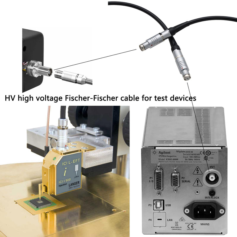 [Australia - AusPower] - High Voltage Cable for Langer EMV ICI I900 L-EFT Probe, Agilent Varian VacIon Ion Pump, Gamma Vacuum, Fischer-Fischer HV Coax Connector, 1m 