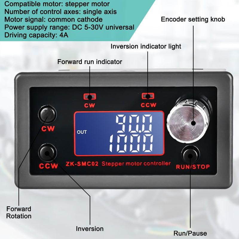 [Australia - AusPower] - Nizirioo Stepper Motor Driver: Forward/Reverse Driver Control, Pulse Speed Angle Control Module for NEMA 17 23 Motor, Stepper Motor Control, Integrated Board, Adjustable with HD Display 