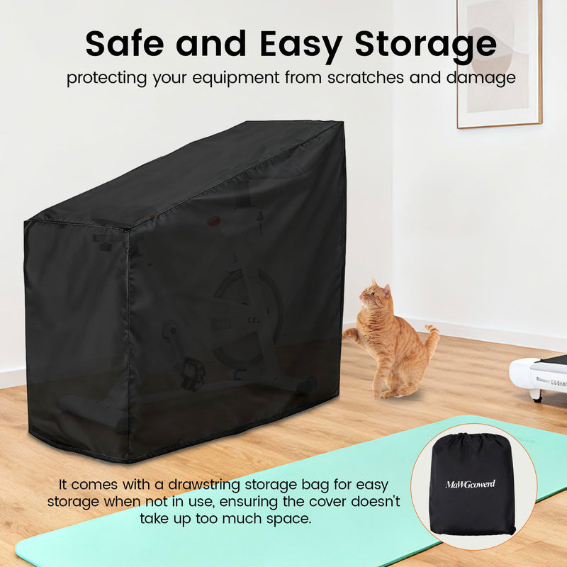 Exercise Bike Cover, Upright Indoor Cycling Protective Cover, Oxford Waterproof Fabric, Windproof, Dustproof, UV Resistant-for Peloton、Schwinn、NordicTrack，Ideal for Indoor and Outdoor Use (Black)