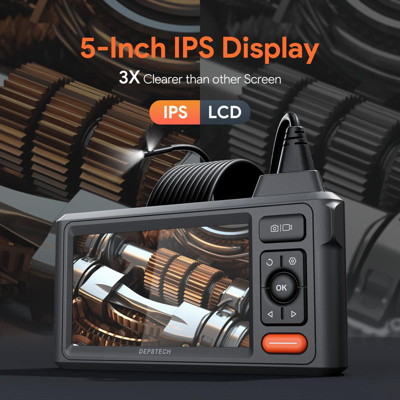 [Australia - AusPower] - Dual-Lens Endoscope Camera with Light, DEPSTECH 1080P HD Borescope with 5" IPS Screen, 16.5FT Flexible Sewer Camera, IP67 Waterproof Plumbing Snake Camera, Cool Gadgets for Men, Women 