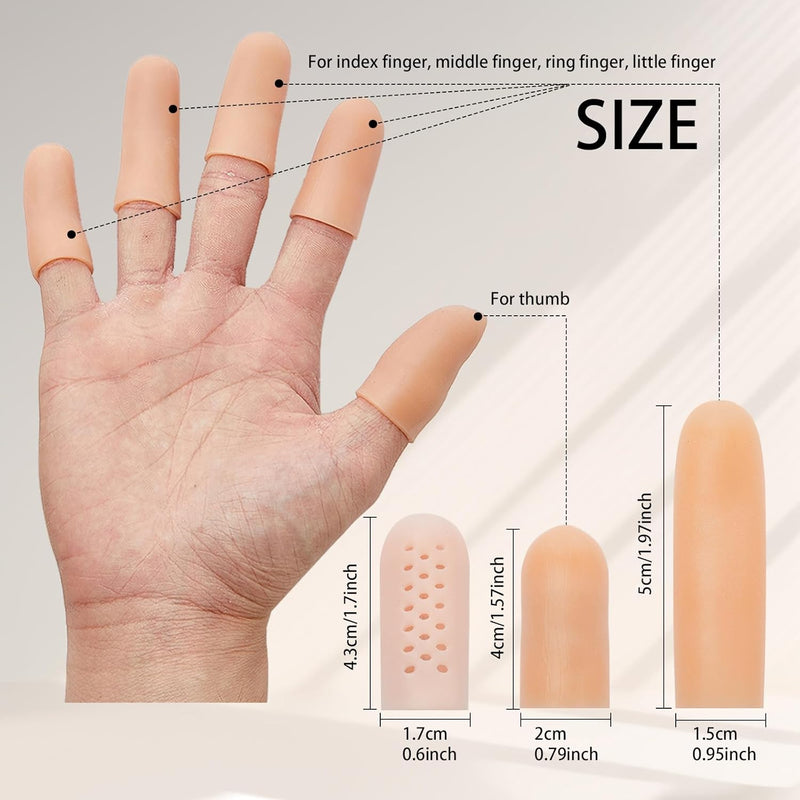 [Australia - AusPower] - Gel Finger Cots, Silicone Finger Protectors, Fingertip Bandages Band-aids for Dry Skin, Cracked Fingertip Treatment,Thumb Protector Covers for Hand Eczema Finger Arthritis (20pcs) 