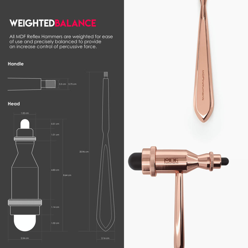 [Australia - AusPower] - MDF Instruments, Rose Gold Tromner Neurological Reflex Hammer with Pointed Tip Handle for Cutaneous and Superficial Responses - Free-Parts-for-Life (MDF555) (Rose Gold/Black) 