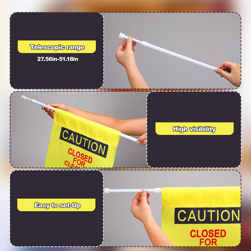 Fanfanwin 2 Pack Restroom Closed for Cleaning Sign with English and Spanish Text 27.56-51.18 in Expandable Yellow Commercial Door Barricade Sign Hanging Doorway Safety Banner for Restroom Bathroom