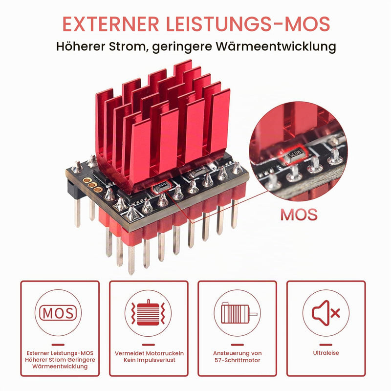 BIGTREETECH TMC5160T Pro V1.0 SPI Stepper Motor Drivers Mute Driver with Heatsink Ultral Silent for Octopus Pro SKR V1.4 Turbo SKR 3 Mini E3 Ender 3 3D Printer Control Board Pack of 2 | Mute Driver with Heatsink Ultral Silent for Octopus Pro SKR V1.4 T...