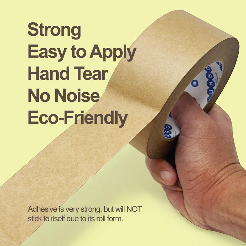 Buhbo Brown Kraft Paper Packing Tape, Heavy Duty Moving Tape for Box & Carton Shipping, Sealing, Masking Craft Tape, 2 inch x 55 Yards (2 Roll Pack)